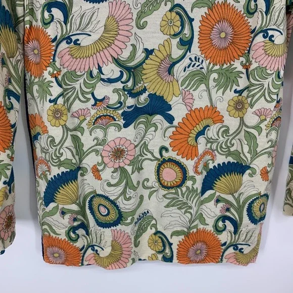 J.Crew Sweater Womens Size Small 100% Merino Wool Paisley Floral Crew 3/4 Sleeve - Picture 4 of 8